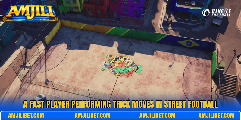 A fast player performing trick moves in Street Football