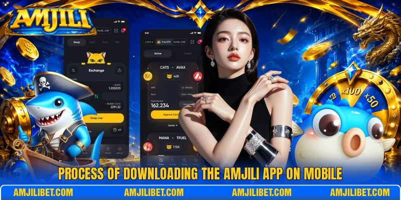 Process of downloading the AMJILI app on mobile