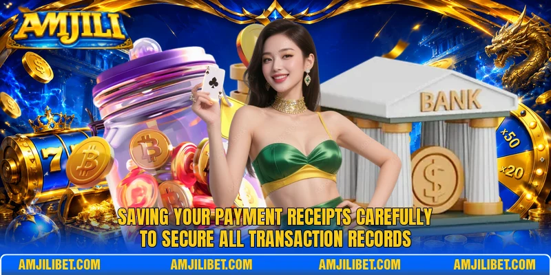 Saving your payment receipts carefully to secure all transaction records