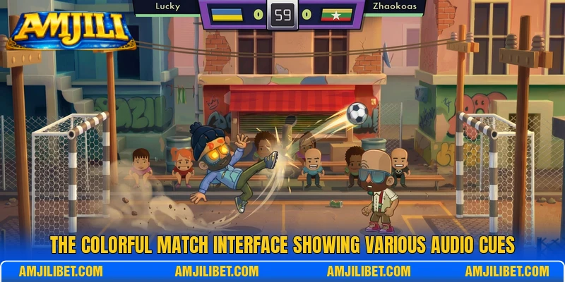 The colorful match interface showing various audio cues