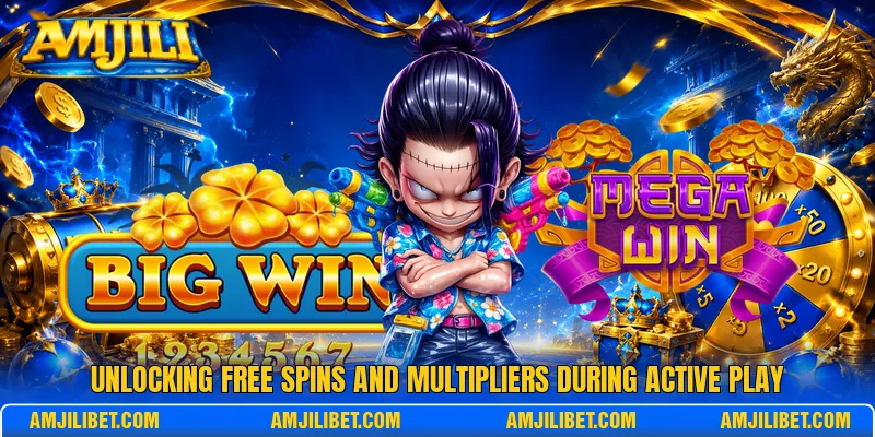 Unlocking free spins and multipliers during active play