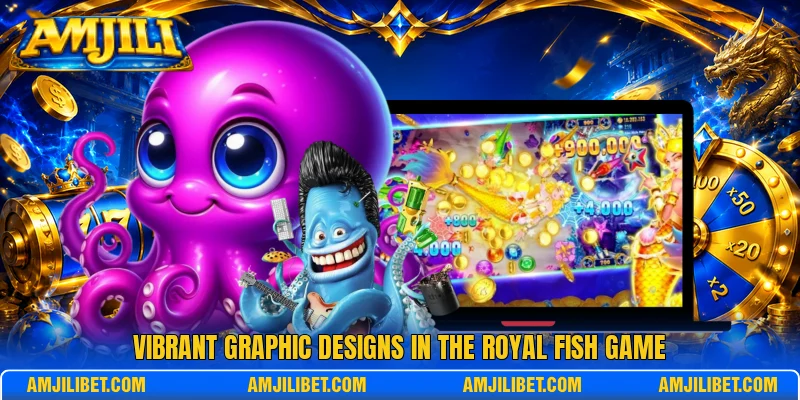 Vibrant graphic designs in the Royal Fish game